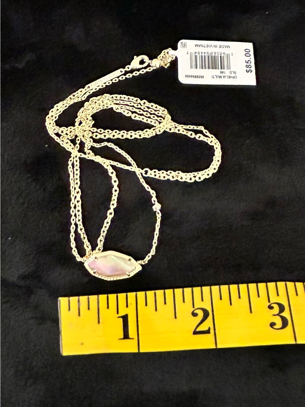 Kendra Scott Gold Tone Double-Layer Necklace with Iridescent Opal like Stone